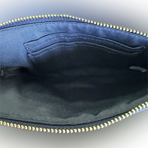 Coach Midnight Blue Corner Zip Crossgrain Leather Wristlet NWOT - Picture 11 of 12
